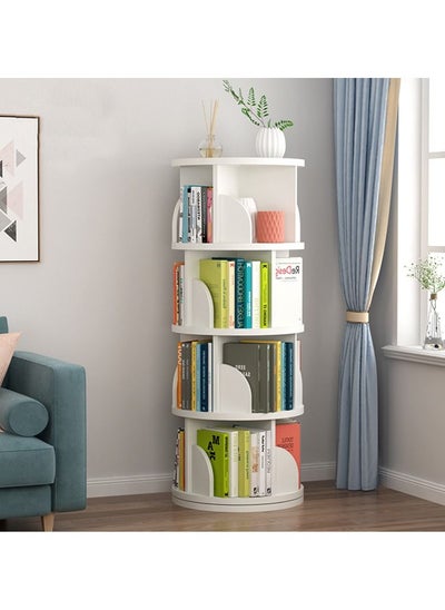 Buy Bookshelf Four Layers Rotatable Bookcase White 46*46*129CM in UAE