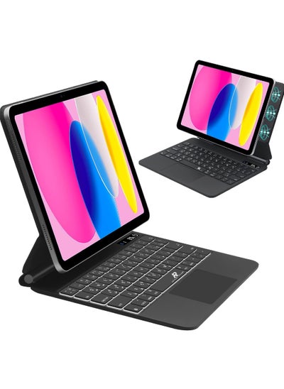 Buy Arabic Magic Keyboard for iPad 10th Generation 10.9 Inch 2022 with Magnetic Back Cover Smart Trackpad Backlit Keyboard Case for iPad 10th Generation Accessories in UAE