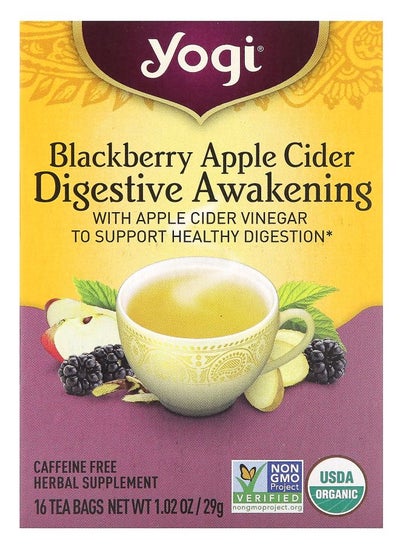 Buy Digestive Awakening Blackberry Apple Cider Caffeine Free 16 Tea Bags 1.02 oz (29 g) in UAE