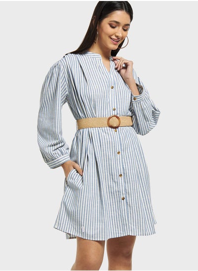 Buy Pocket Detail Striped Shirt Dress in Saudi Arabia