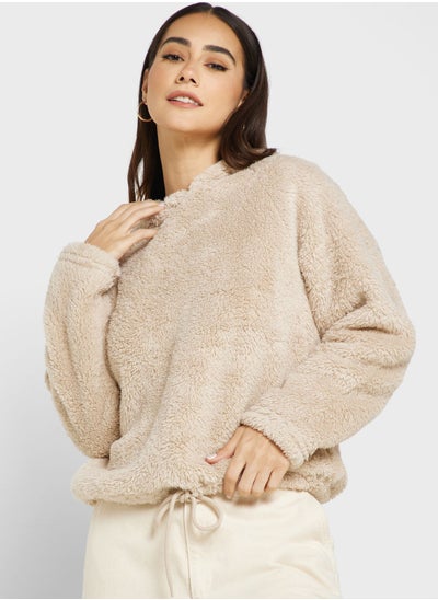 Buy Fur puffer Detail Hoodie jacket in Saudi Arabia