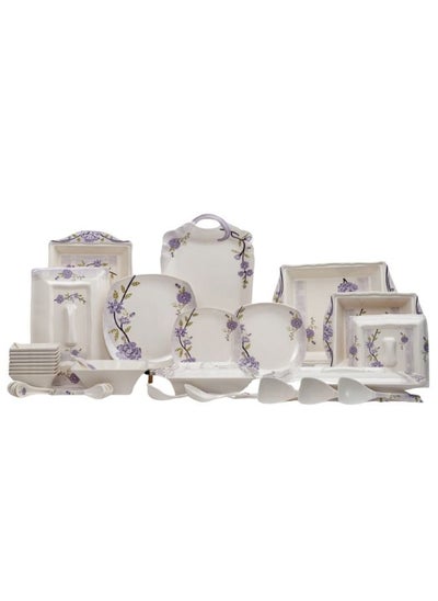 اشتري DMW Arkon Prime Rose Design #8: High-Quality Melamine Dinner Set for 8 Persons  Dishwasher & Oven Safe, Lightweight & Indestructible. Set of 74 Pcs With Additional  Spoons & Tea Mats. في الامارات