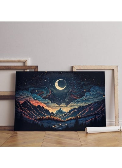 Buy Home Gallery illustration night sky with stars moon constellations Printed canvas wall art in Egypt