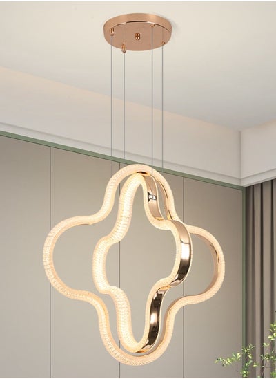 Buy Bedroom LED Chandelier, Modern Electro-gilding Gold Chandelier Light for Dining Room Table, Kitchen Table Island, Bedroom, Acrylic Adjustable Color Temperature Chandelier Lamp in UAE