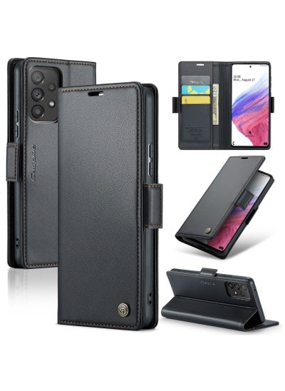 Buy CaseMe Flip Wallet Case For Samsung Galaxy A53 5G RFID Blocking PU Leather Wallet Flip Folio Case with Card Holder Kickstand Shockproof Phone Cover - Black in Egypt