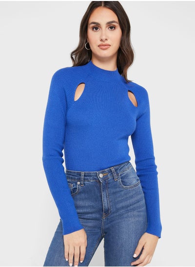 Buy High Neck Knitted Sweater in Saudi Arabia