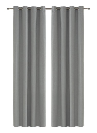 اشتري 2-Piece Melis Black Out Curtain Set, Grey - 135x300 cm في الامارات