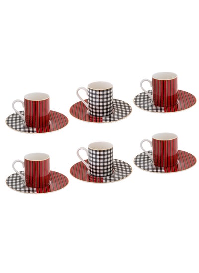 Buy porcelain Turkish coffee set 12 piece multicolour in Saudi Arabia