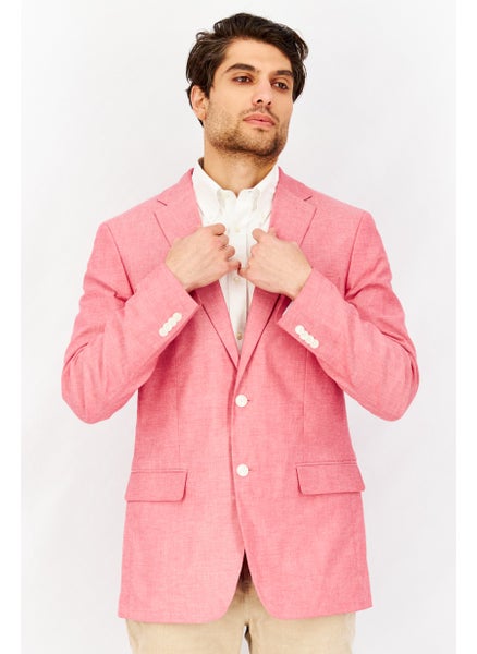 Buy Men Modern Fit Heather Long Sleeve Suit Jacket, Red in Saudi Arabia