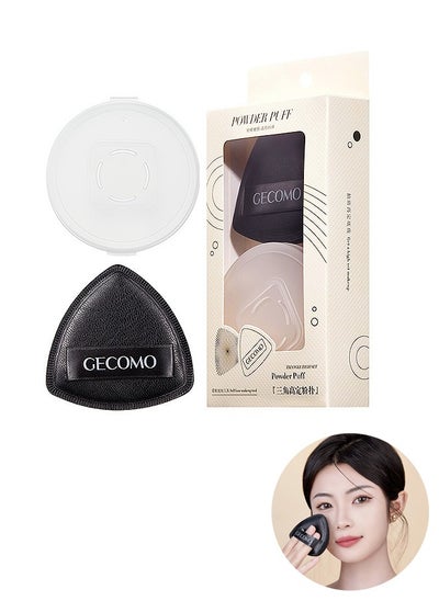 اشتري Triangular Air Cushion Puff, Cosmetic Sponges with Travel Box, Face Makeup Tool (Black) في السعودية