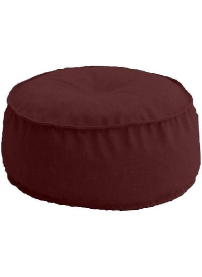 Buy Linen Round Ottomans Floor Cushion Maroon Red in Saudi Arabia