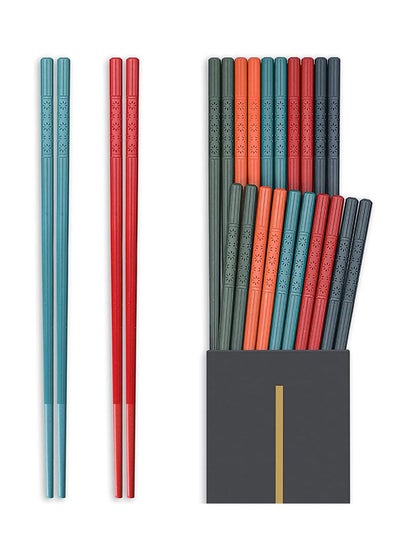 اشتري Chopsticks, 10 Pairs Multicolor Reusable Chopsticks Dishwasher Safe, Non-Slip Chop Sticks Gift Set Japanese Style, Dishwasher Safe, 24.4cm في الامارات