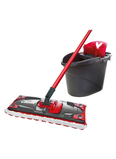 Buy Vileda UltraMax Flat Mop and Bucket Set, Red in UAE