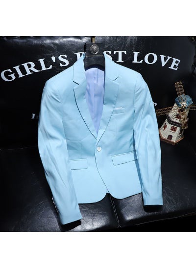 اشتري Chic Trendy Mens Blazer Light Blue Slim Fit sky blue في السعودية