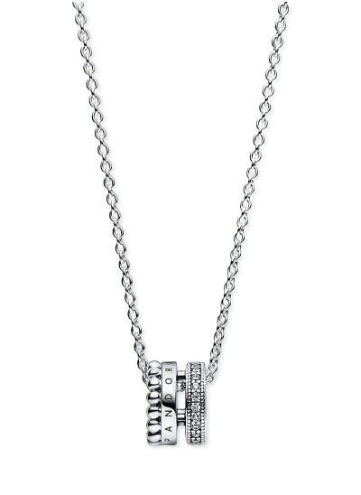 Buy Pandora Signature Sterling Silver Pavé Cubic Zirconia Halo Necklace in Saudi Arabia