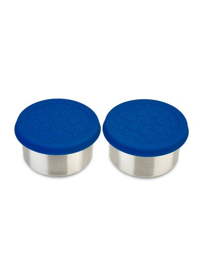 اشتري Pack Of 2 X 135 MLDip Pots Leak Proof Snack And Side Dish Stainless Steel Containers With Silicone Lids - Blue في الامارات