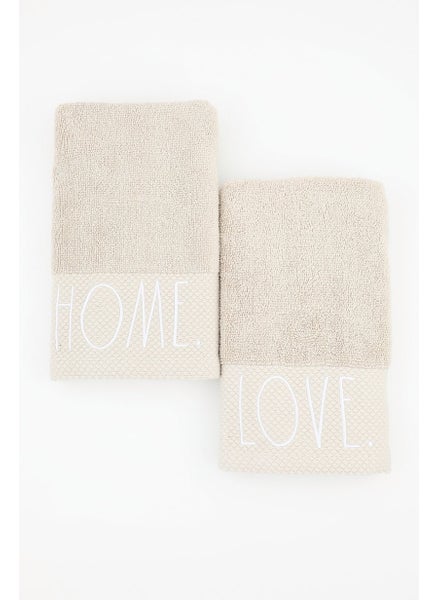 اشتري Set of 2 Hand Towels 40.6 L x 71 W cm, Tan في الامارات