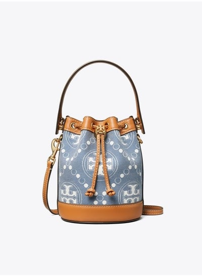 Buy Tory Burch Women's Mini T Monogram Contrast Embossed Denim Bucket Bag in Saudi Arabia