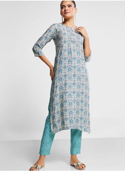 Buy Floral Print Kurti & Pants Set in UAE