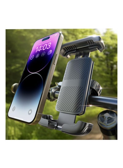 اشتري Motorcycle Bike Phone Mount, Upgrade Phone Holder for Bicycle, 360° Rotatable Handlebar Cell Phone Clamp for Motorcycle Bike Bicycle Scooter, Compatible with iPhone 15 Pro Plus Max for Samsung All في الامارات