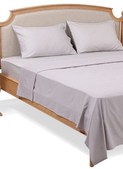 اشتري Satin King Flat Sheet Set, Grey – 500 TC, 255x274 cm في الامارات