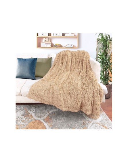 Buy Luxury Faux Fur Throw Blankets Winter Beds sofa Blanket Double Layer Fluffy Soft Warm Home Decor Imitated Faux Fur Mink Blanket 4 in UAE