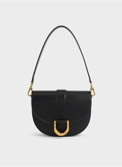 اشتري CHARLES & KEITH Shoulder Bag & Crossbody Bag Gabine Saddle Bag - Black في الامارات