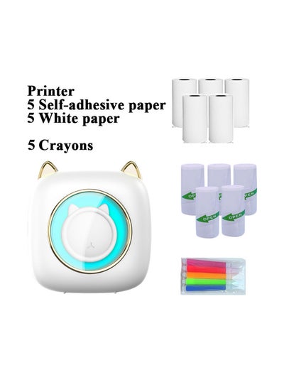 Buy Mini Pocket Printer,Portable Thermal Printer Bluetooth Connection 203DPI for Picture Label DIY Handcraft List Memo Notes Journal Receipt Paper Compatible with Android iOS System in Saudi Arabia