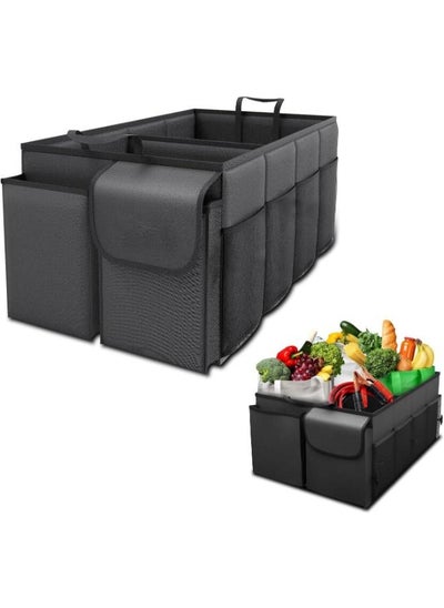 Buy EOPTIFY Foldable Car Trunk Organizer – Non-Slip Storage Box with Cover & Adjustable Strips, 3-Compartment Organizer for Tools, Ideal for Travel, Camping, and Picnics in UAE