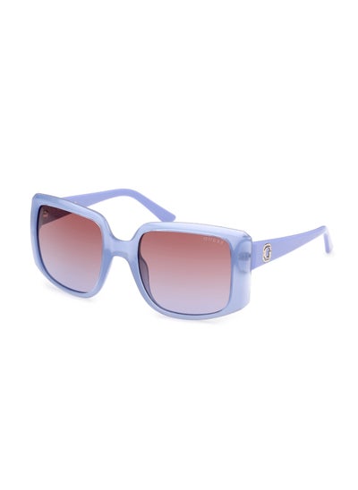 Buy Women's Mirrored Square Shape Plastic Sunglasses GU0009781Z53 - Lens Size: 53 Mm - Shiny Violet in Saudi Arabia