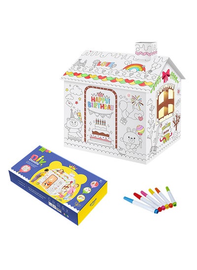 اشتري DIY Doodle Coloring Kit With Set Of 6 Sketch Pens - Happy Birthday House في الامارات