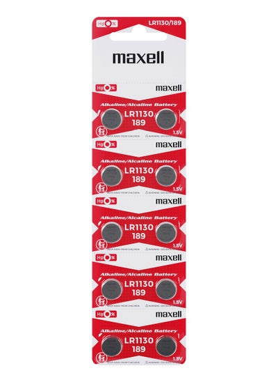 Buy 10-Pieces Maxell AG10 LR1130 (189) Alkaline 1.5V Batteries in UAE