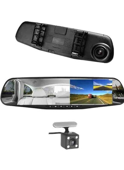 Buy Car Video Recorder DVR Rear View Mirror 4.3 Inch Car Camera Dual Lens Night Camera in Saudi Arabia