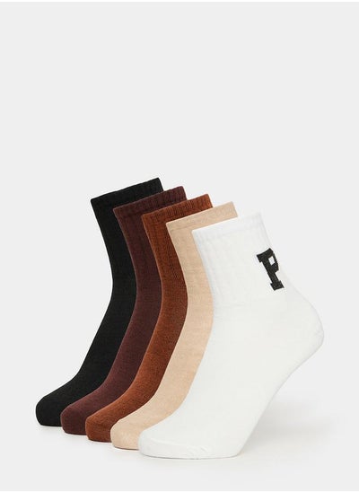 Buy Pack of 5 - Embroidered Detail Crew Socks in Saudi Arabia