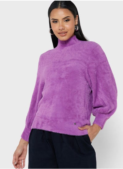 Buy Puff Sleeve High Neck Sweater in Saudi Arabia