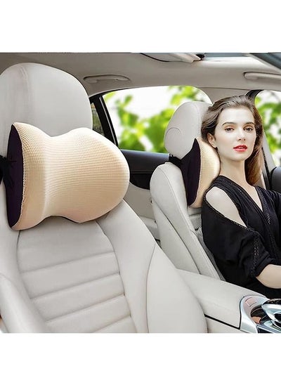 Buy Super Comfy Car Headrest Pillow,Car Pillow for Neck Pain Relief with Adjustable Strap,100% Memory Foam & Breathable Removable Cover,Ergonomic Design-Softness Travel Car Neck Pillow(Beige, 1p) in Saudi Arabia