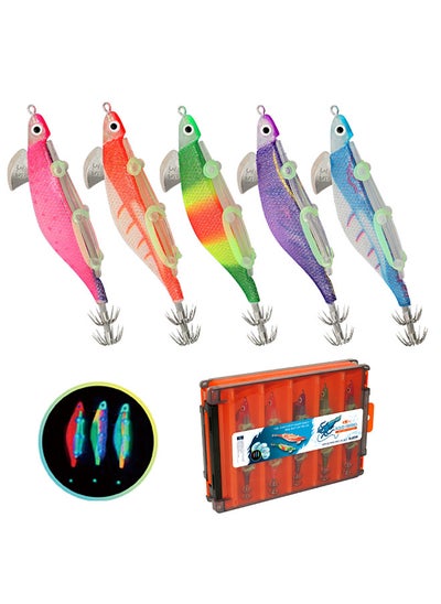 Buy 5pcs Luminous Artificial Lure with Squid Hooks in UAE