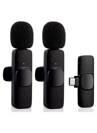 اشتري Wireless Microphone for Type-C Phone, Plug-Play Wireless Mic with 2 Microphone for USB-C Android Phone Video Recording, Interview, Vlog في الامارات