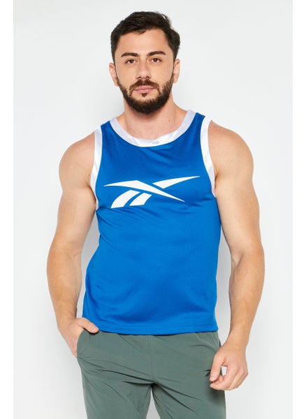 Buy Men Sportswear Fit Basketball Sleeveless Vest, Blue in UAE