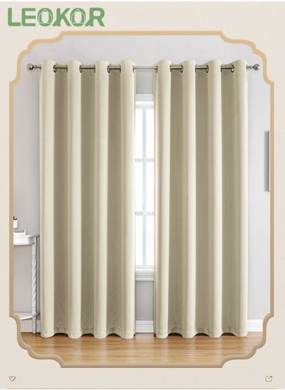 اشتري 2 Panels Set Window Coverings Treamtents Drapes Grommet Thermal Darkening Light Blocking Blackout Curtain 100*250CM في السعودية