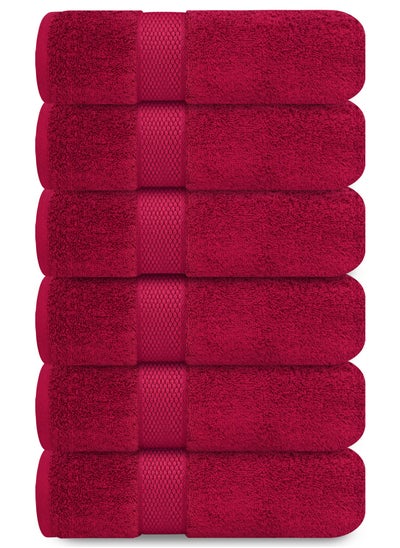 Buy Premium Burgundy Hand Towels - Pack of 6, 41cm x 71cm Bathroom Hand Towel Set, Hotel & Spa Quality Hand Towels for Bathroom, Highly Absorbent and Super Soft Bathroom Towels by Infinitee Xclusives in UAE