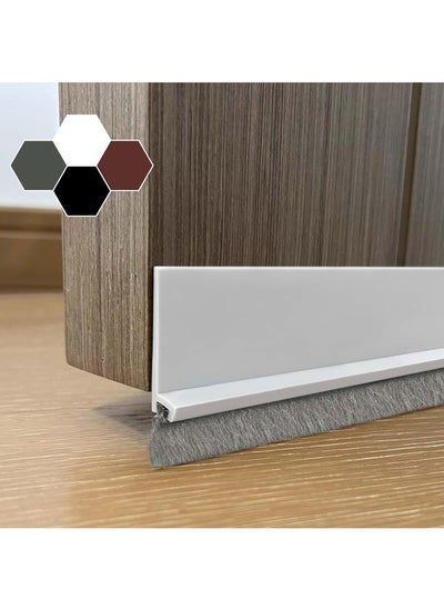 اشتري Door Sweep for Bottom of Door, Integrated Design with Brush, Self Adhesive Under Door Draft Stopper, Door Seal Dust/Noise/Hot or Cold Air Insulation (White) في السعودية