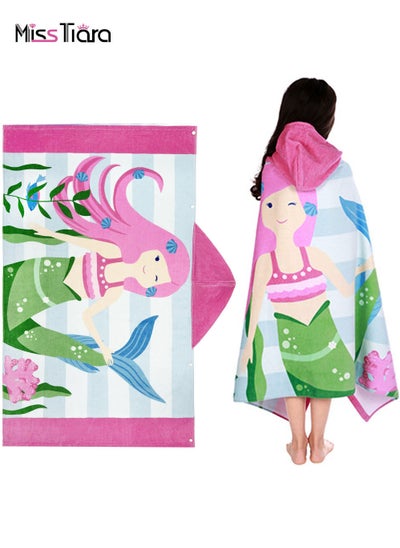 اشتري Hooded Super Soft Absorbent Outdoor Pool Cover Bathrobes Beach Towels for Kids 3 to 12 Years Old في الامارات