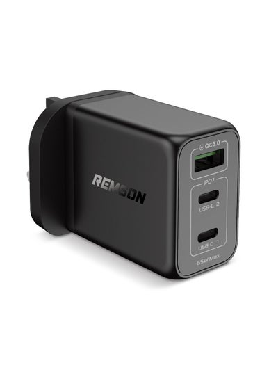 Buy Remson 65W 3 Ports GaN Charger USB-C Power Wall Adapter  PD 3.0 with USB-A Port  Compatible with iPhone 13 13 Mini 13 Pro 13 Pro Max SE 11 XR XS, Samsung S22, MacBook Pro Air, iPad and Laptops in UAE