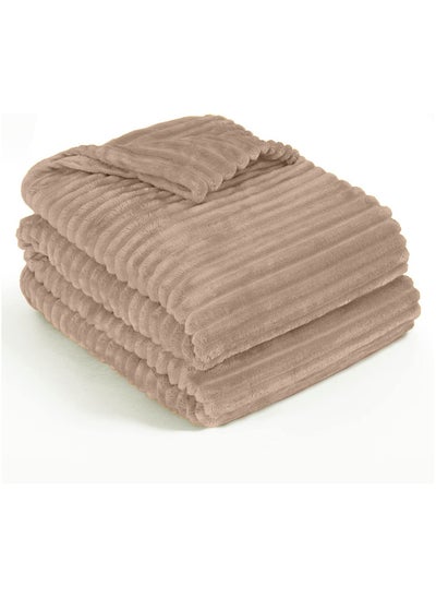 Buy Striped Flannel Blanket Plush Throw Blanket Super Soft Flannel Blanket King Size(240x220) For Bed and Sofas Luxurious Warm and Comfortable in UAE