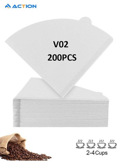 Buy V60 Cone Coffee Filters, White Size 02,200 Counts 2-4Cups V02 Disposable Coffee Filter Paper Cone, Compatible with V60 For Pour Over Droppers and Drip Coffee Maker. (white) in Saudi Arabia