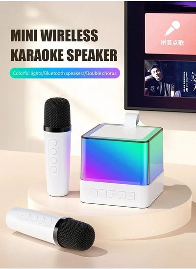 اشتري Portable Karaoke Machine for Kids and Adults Mini Bluetooth Speaker with 2 Wireless Microphone RGB LED Lights for Outdoor Camping Karaoke Gifts for Girls Boys Birthday Family Party في السعودية