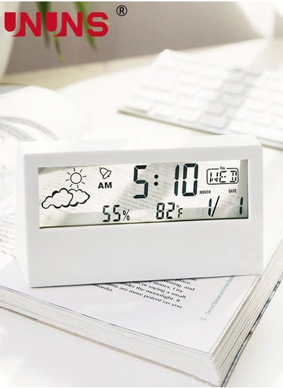 اشتري Digital Alarm Clock,LCD Digital Alarm Clock 4.7 Inch Screen With Time Date Temperature,Easy Snooze Function Sleep Timer Alarm Clock For Bedroom في الامارات