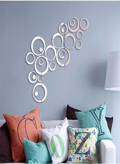 اشتري 3D Mirror Sticker Home Background Wall Sticker Mirror Circle DIY Home Decoration في الامارات