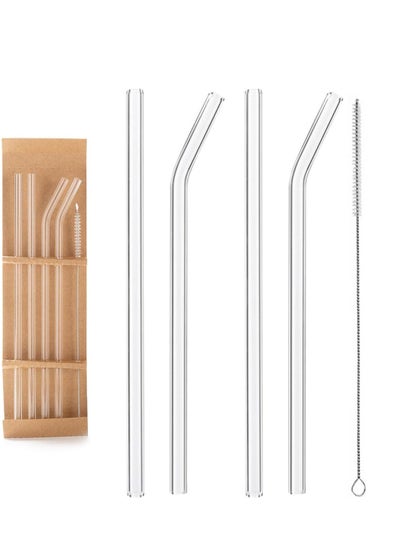 Buy 5-Piece Transparent Glass Straw Set, Cold and Hot Withstand in Egypt